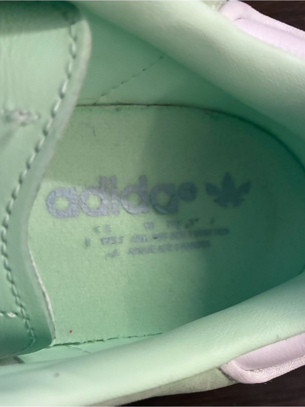 adidas Mint Green and White Sneakers with Blue Accent Laces, Sz 6 Women’s - Picture 8 of 8